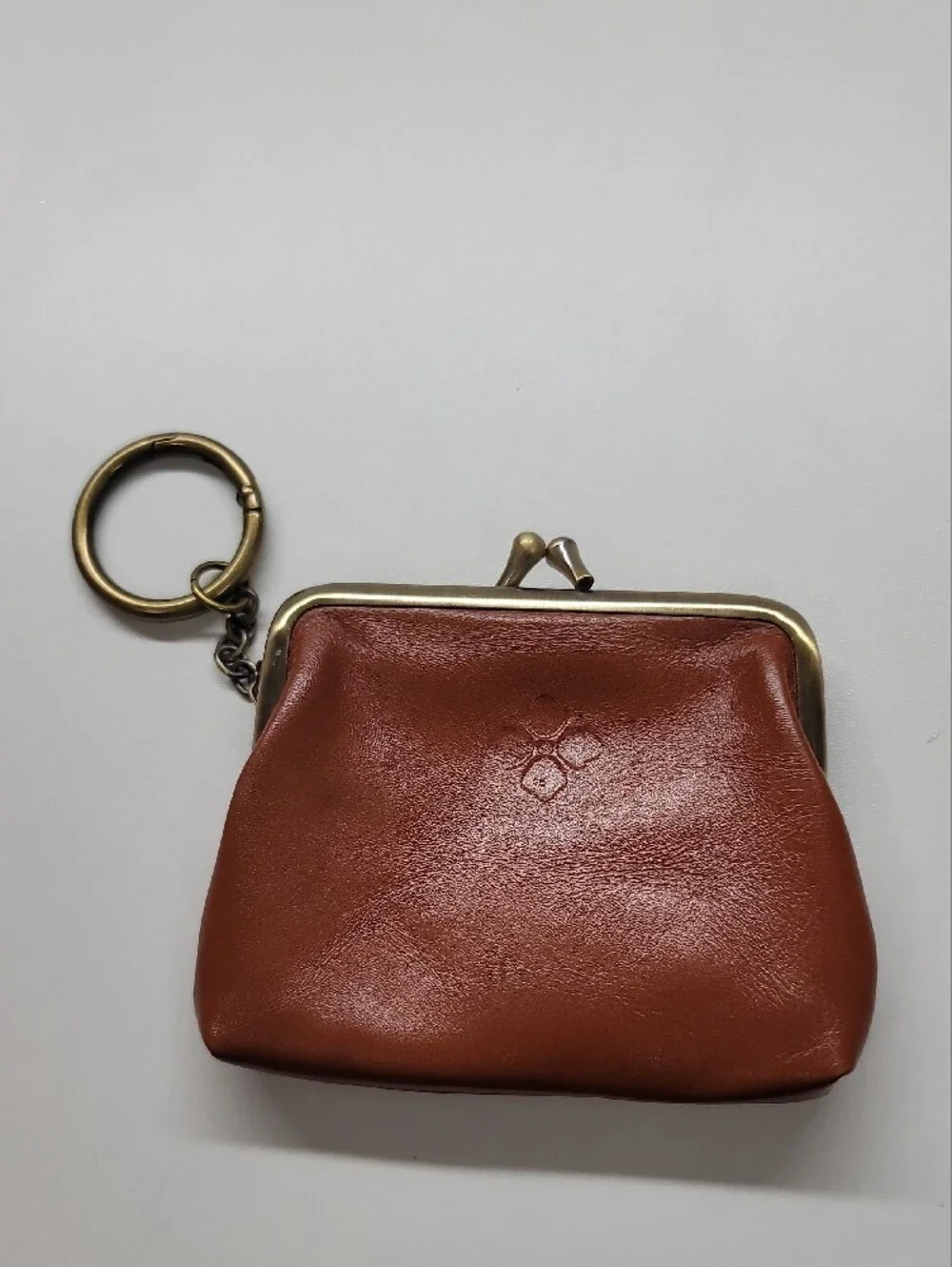 Patricia Nash Borse Large Leather Coin Purse with Keyring - Brown